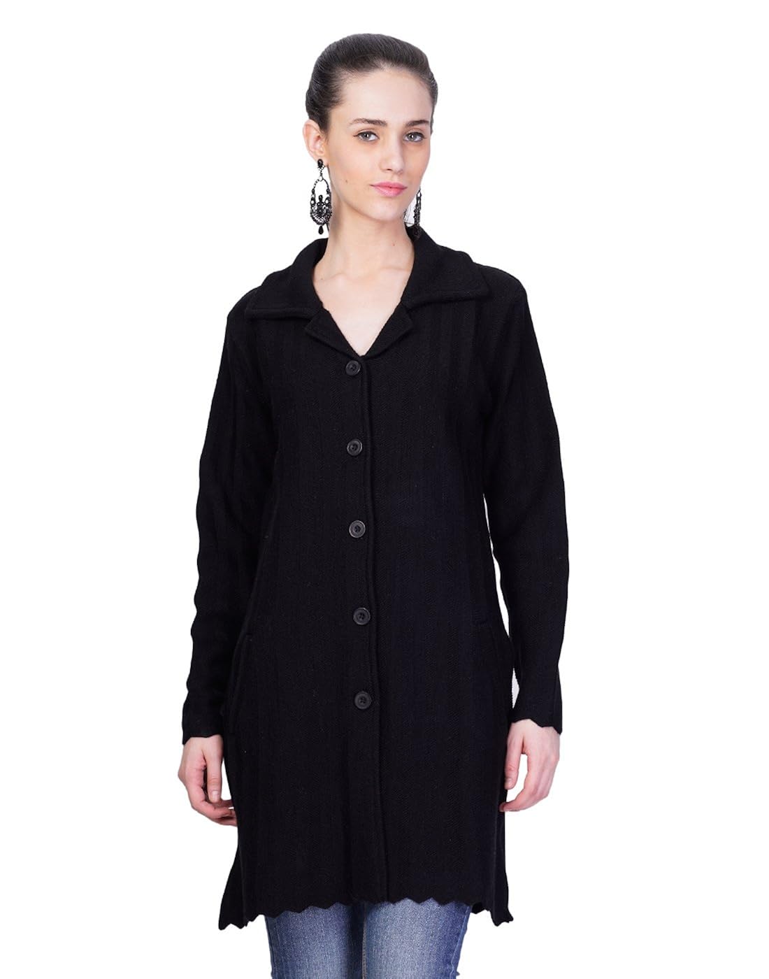 montrex black designer long coat for women