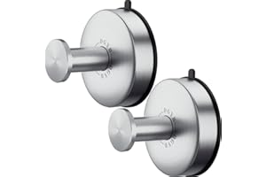 DGYB Suction Cup Hooks Set of 2 Brushed Nickel Towel Hooks for Bathrooms Waterproof Stainless Shower Hooks for Inside Shower 15 Lb Bathroom Hooks for Towels