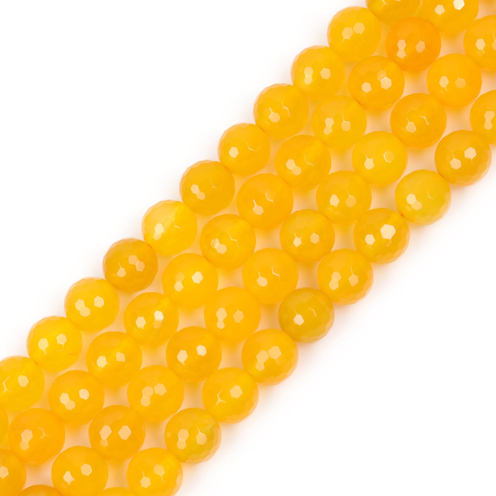Sweet & Happy Girl's Store 10mm Round Faceted Gemstone Yellow Agate Beads Strands 15 Inch Jewellery Making Beads