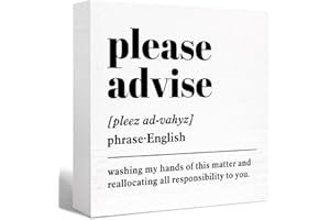 SJNH Funny Office Wood Box Sign Please Advise Definition Wooden Block Sign Humorous Office Desk Décor for Home Office Cubicle Table Décor,Office Gift for Friend Coworker Employee