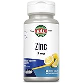 KAL Zinc 5mg Tablets - Zinc Supplements for Women and Men, Immune Support, Fast-Dissolve for Optimal Absorption, Natural Lemon Flavor, Vegetarian - 60 Micro Tablets