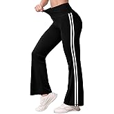 Warmrole Flare Leggings with Side Stripes, High Waisted Tummy Control Bell Bottom Bootcut Flared Yoga Pants for Women, S-XL