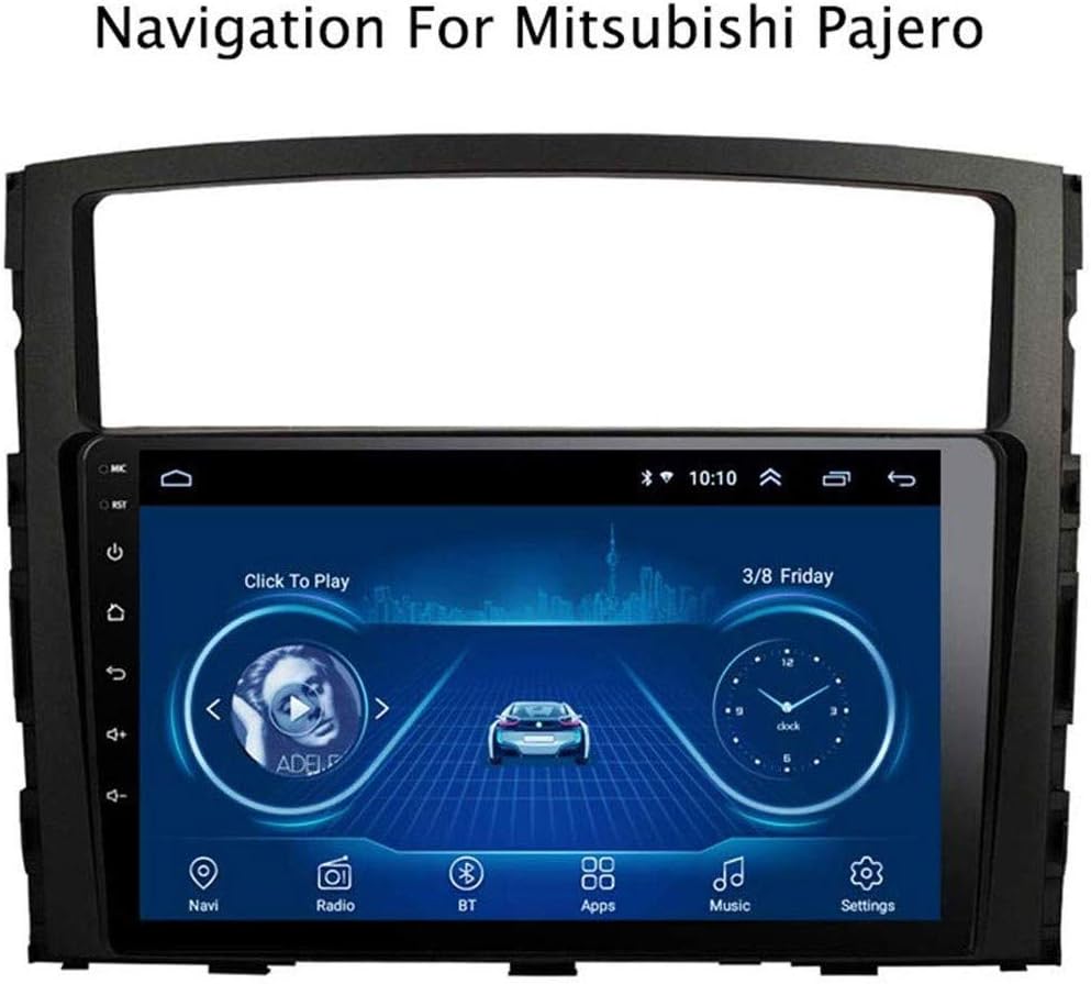 HWENJ Car Sat Nav 9 Inch with BT Handsfree Calling 2.5D Touch Screen Android 8.1 Car DVD GPS Navigation for Mitsubishi Pajero 2006-2014, Equipped with A 1.2 GHz Quad Core CPU
