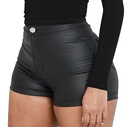 Women's High Waist Faux Leather Shorts Sexy PU