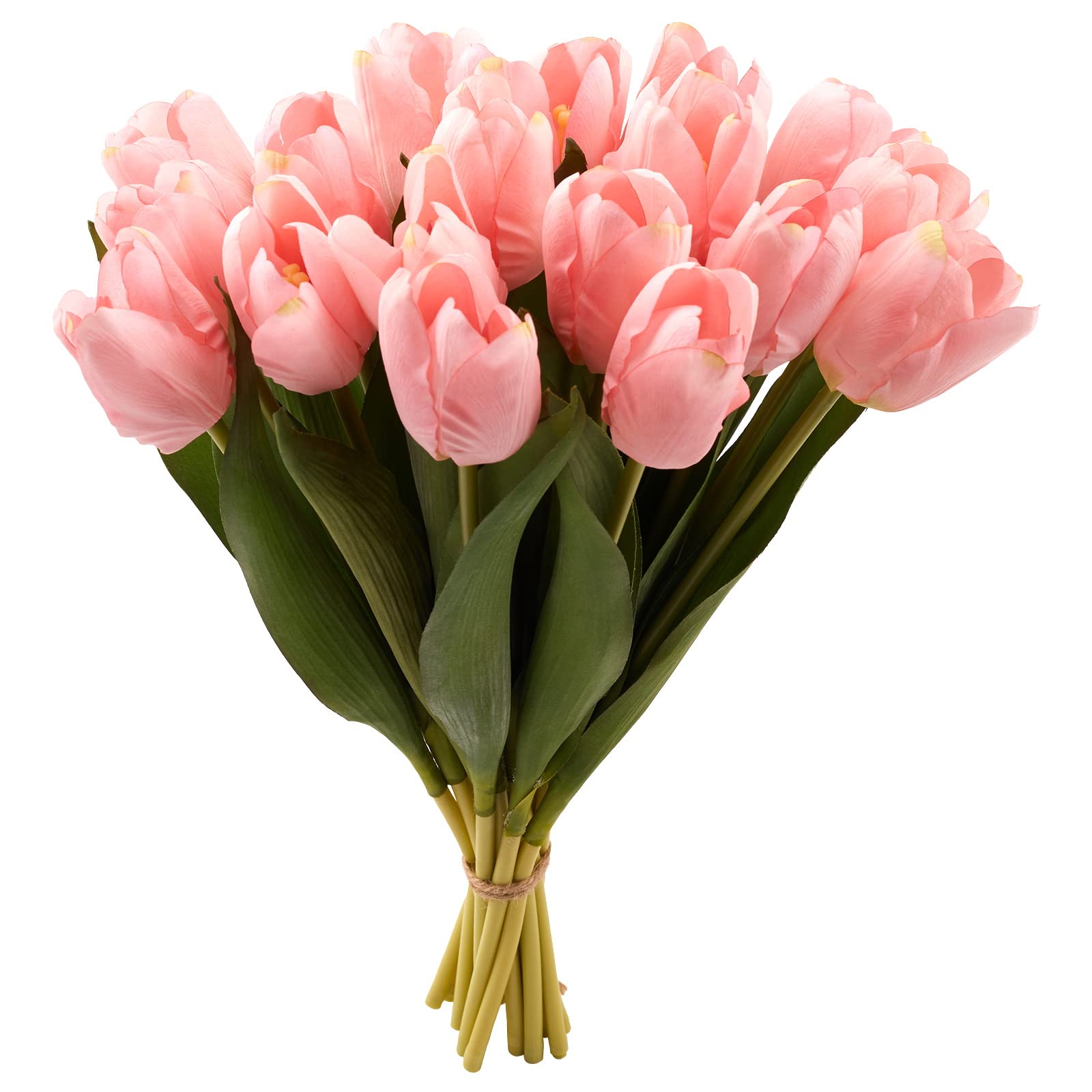 Photo 1 of 20PCS Artificial Tulips Real Touch Faux Flower Moisturizing Tulips for Photography Ornaments Home Garden Wedding Party Decor Fake Flowers (Pink)