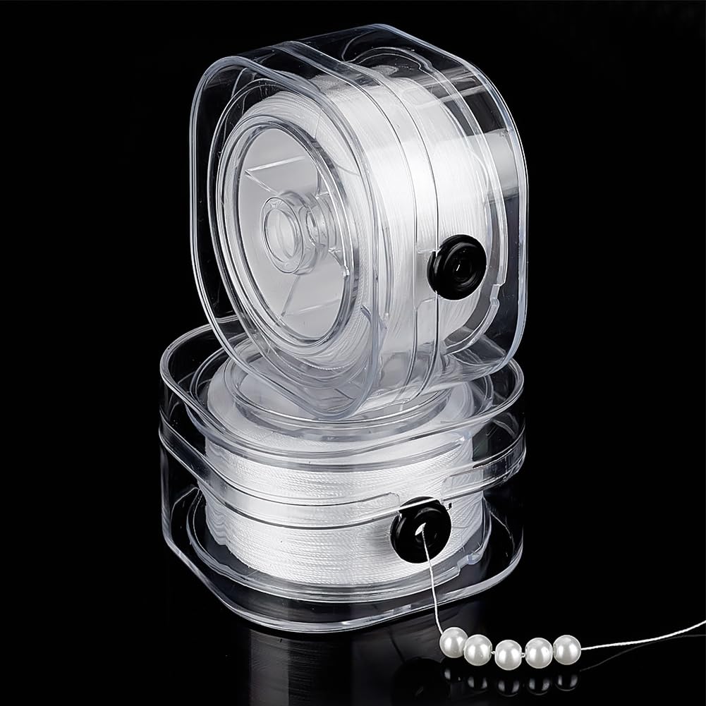 PH PandaHall 218 Yards 0.2mm String for Bracelet Beading Thread Seed Bead Thread Nylon Sewing String with Organizing Case for Leather Stitching Beading Jewellery Bracelets Necklace Making White