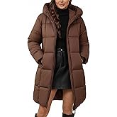ceauros Women's Hooded Long Puffer Coat Winter Warm Full Zip Lightweight Quilted Jacket with Pockets