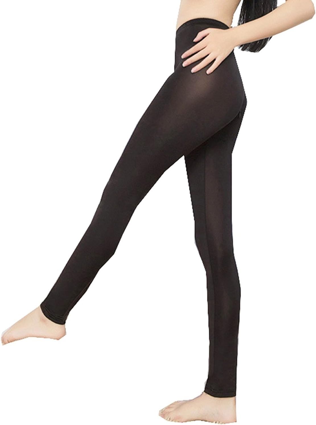 Sexy Women Lady See-Through Nylon Open Zip Crotch Leggings Pants