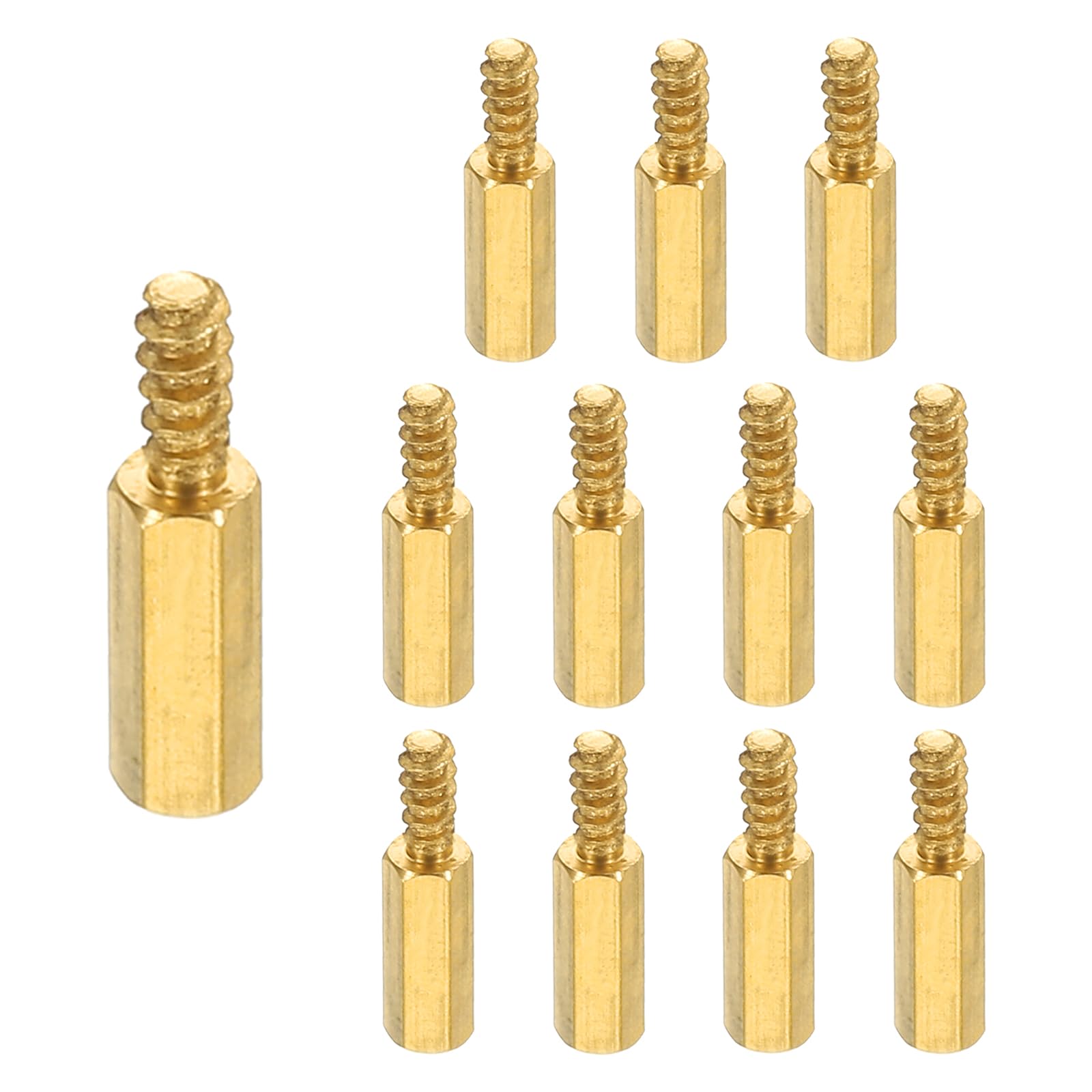 PATIKIL 12pcs M2 Male to Female Self-Tapping Hex Standoffs Spacers Pillars, M2 8+5mm Brass Motherboard Standoffs Copper — image 1