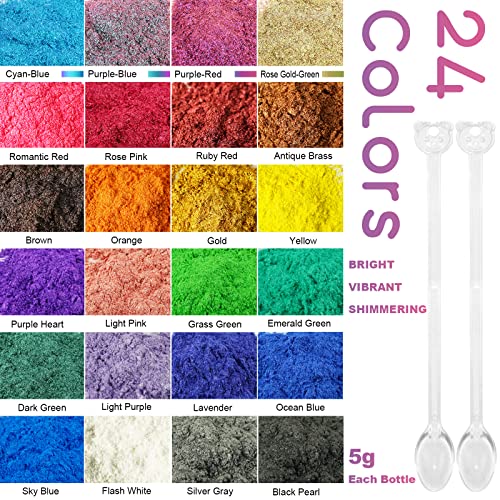 Mica Powder for Epoxy Resin, 4 Color Shift Chameleon and 20 Pigment