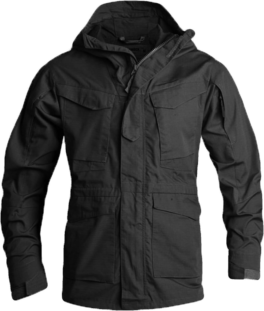FlygoMen's Vintage M65 Field Jacket Military Tactical Lightweight Windproof Waterproof Hooded Coat