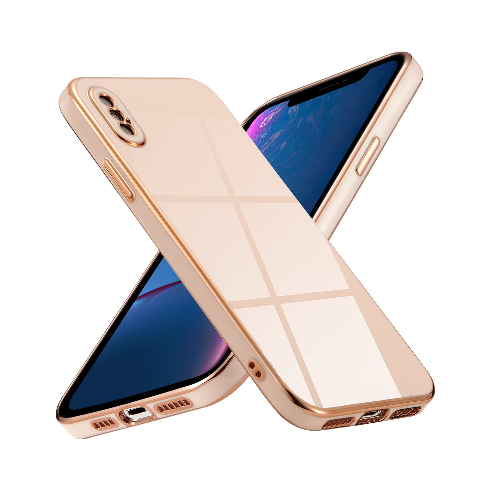 DEFBSC Case for iPhone X/iPhone Xs, Plating Edge Soft TPU Bumper Protective Case, Ultra Thin Anti-Scratch Shockproof, Golden