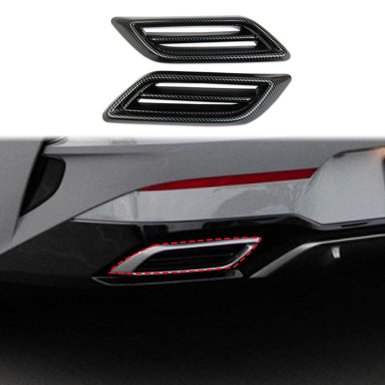 Photo 1 of Korlot Carbon Fiber Style Exterior Exhaust Tip Trim Tail Throat Cover Accessories for KIA K5 2021-2024