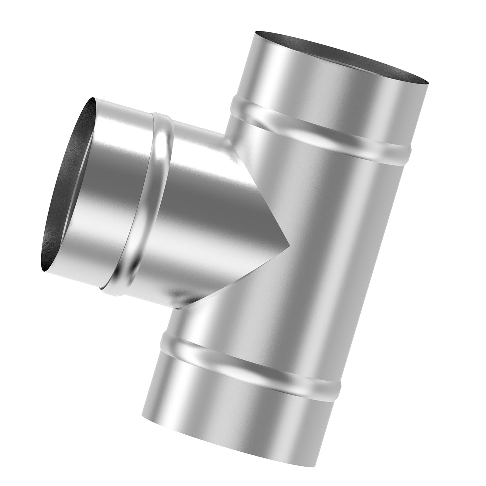 Photo 1 of 4'' T Shape Duct Hose Connector 3 Way Hose Adapter Hose Splitter Duct Adapter Duct Splitter for Hose T Round Pipe Connector Extractor Fan Dryer Vent Hose Precision Welded Galvanized Steel