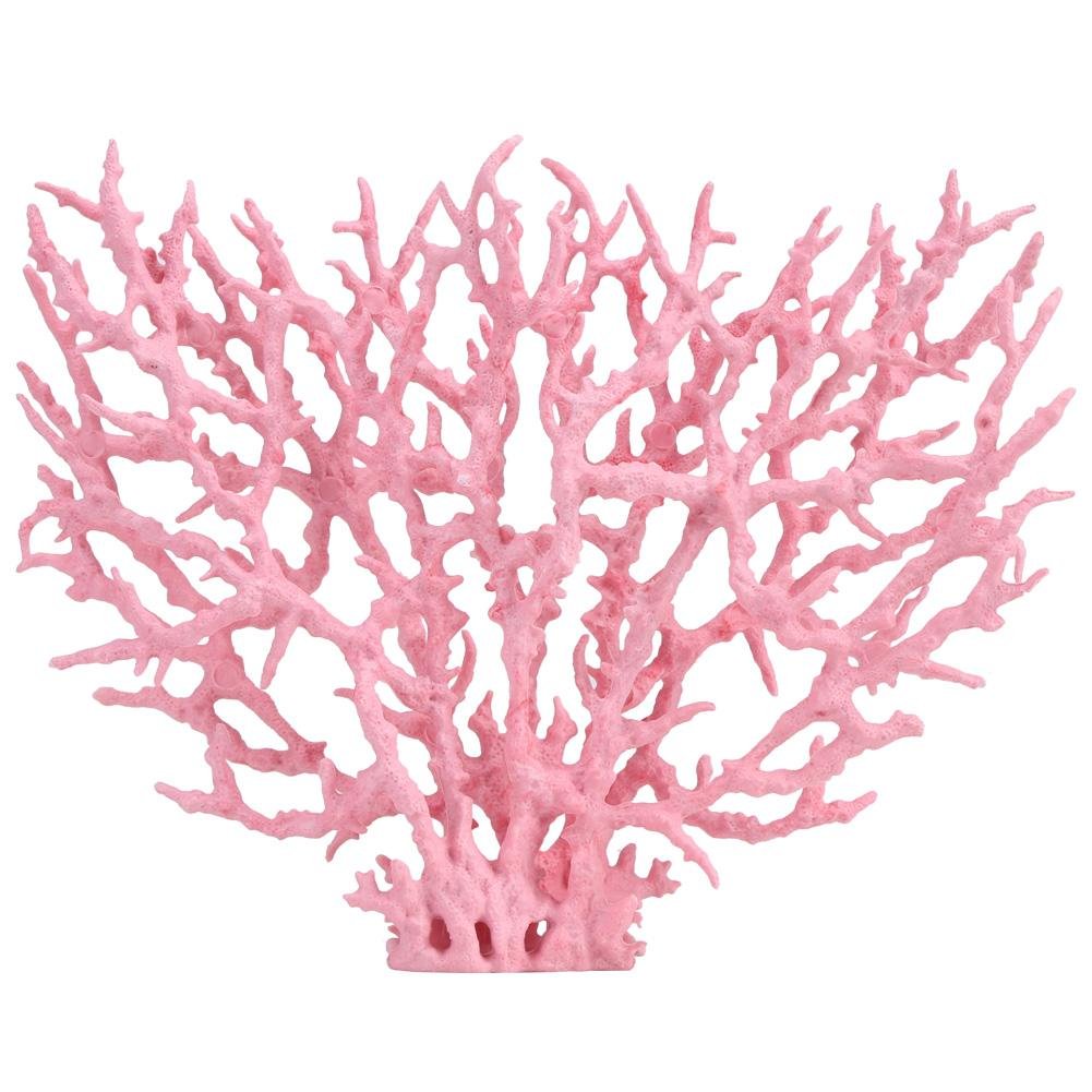 Aquarium Plastic Coral，Artificial Plastic Aquarium Plants Coral Fish Tank Decorations in Various Sizes and Color(L Pink)
