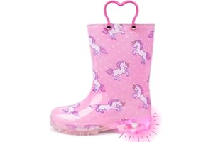 Outee Toddler Kids Adorable Lightwight Waterproof Rain Boots Light Up by Steps
