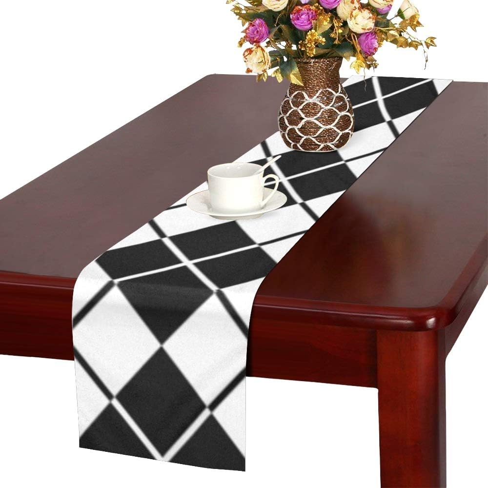 Amazon Com Jiajia Park Table Runners Black White Diamond Shape