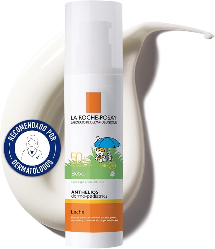 La Roche Posay Sun Milk for Baby, protetor solar com SPF50+, previne o stress oxidativo e o aparecimento de manchas, água, suor e areia, Anthelios Dermo-Pediatrics, 50 ml
