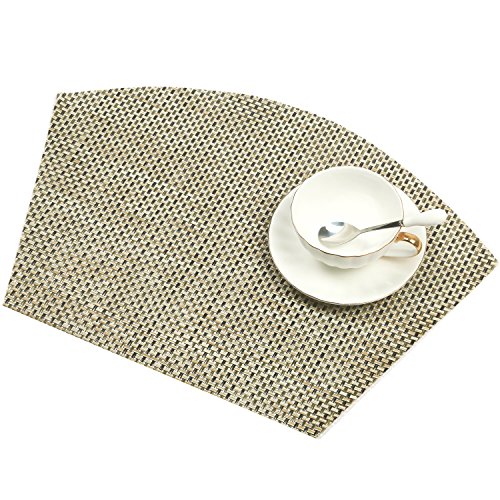 SHACOS Round Table Placemats Wedge Placemats Woven Vinyl Placemat Set