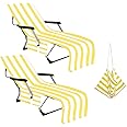 Lounger Beach Towels, Portable Beach Chair Cover With Pockets Pool Lawn Patio Lounge Chair Towel Cover Holidays Vacation Hotel Sunbathing Quick Drying Towe