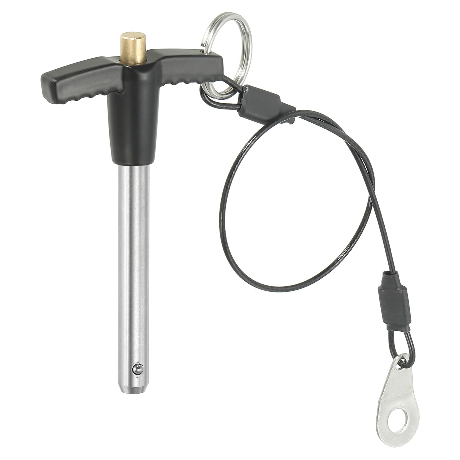 PATIKIL T Handle Lock Pins 5/16 x 1.97" (8 x 50mm), Quick Release Pin 304 Stainless Steel Safety Locating Pins with Push Button 25 cm Lanyard Cable
