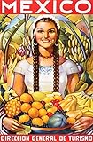Poster Young Girl with Fruits. Mexico. Vintage Reproduction(16.9