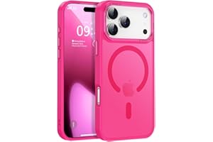 Newfuture Magnetic for iPhone 17 Pro Max Case [Compatible with Magsafe] [Military Grade Drop Protection] Translucent Matte Anti-Scratch Shockproof Protective Phone Cover Armbands 6.9 Inch, Hot Pink