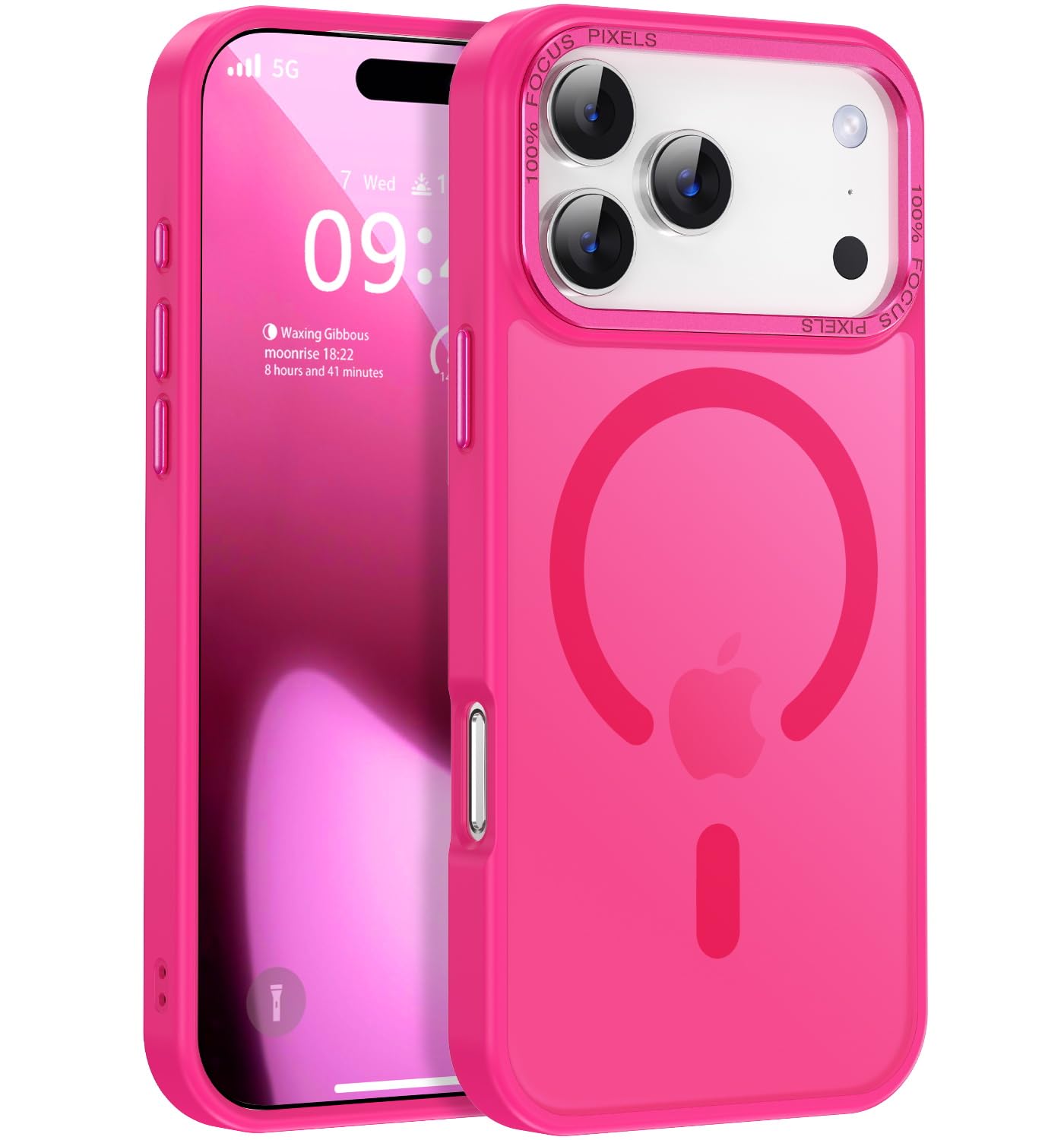 Newfuture Magnetic for iPhone 17 Pro Max Case Matte Shockproof, Hot Pink