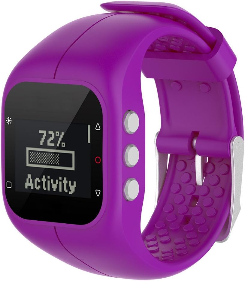 Silicone Replacement Band, Hosamtel Adjustable Sport Watch Wristband Bracelet with Metal Clasp For Polar A300 Fitness watch P10 (Purple)