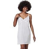 BEAUZSUZSANA Women's Cotton Full Slip with Breast Area Shape for Under Dresses Adjustable Spaghetti Strap V Neck