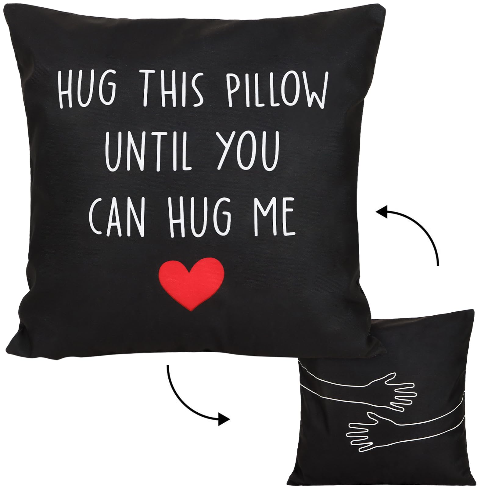 COLOFALLA Hug This Pillow Until You Can Hug Me (NO Cushion Insert) Girlfriend Boyfriend Pillow Cushion Cover Long Distance Relationship Gifts 45x45cm Christmas Valentines Gifts for Him Her