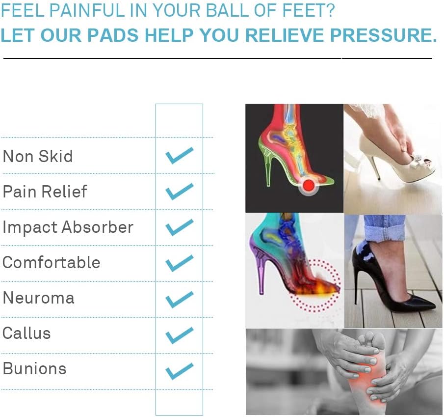 (12 Pieces) Metatarsal Pads for Women | Ball of Foot Cushions for Pain Relief | Reusable Shoe Inserts for Women by BelugaCare: Health & Personal Care