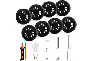 ASUNTOM Luggage Wheels Replacement Set 8PCS Dia 2in PTU Rubber Wheel Full Set Repair Tool Fit 6mm&8mm Shaft Slots Flexible Smooth Roll for Spinner Suitcase Trolley Bag Drawbar Travel Box