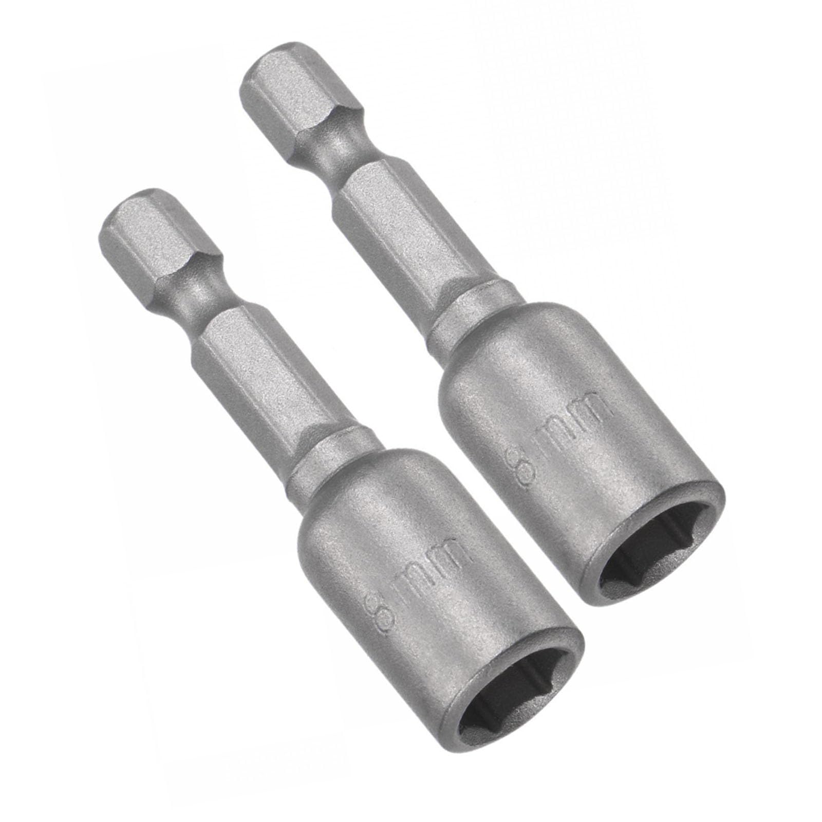 TOP-VIGOR 2Pcs 8mm Nut Setter Driver Drill Bit Set, 1/4 inch Hex Shank Quick Change, 48mm Length Metric Nut Driver Set for Woodworking, Auto Repairing, Machine Maintenance, Furnitures