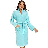 Knuffnee Women Bath Robes Terry Cloth Towel Robe Knee Length Bathrobe with Pockets