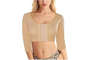 FZYLQY Shaper Tops for Womens Arm Compression Post Surgery Front Closure Sports Bra 3/4 Sleeves Crop Top Shapewear