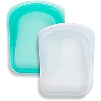 Stasher Reusable Silicone Storage Bag, Food Storage Container, Microwave and Dishwasher Safe, Leak-free, Pocket 2-Pack, Clear