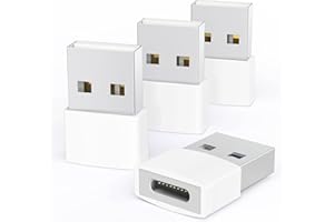 Syntech USB to USB C Adapter 4 Pack, Type C Female to USB Male Converter Power Charger Cable Adapter Compatible with MagSafe Apple Watch Series 10/SE/Ultra 2 iPhone 16 Plus Pro Max AirPods Pro, White