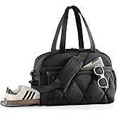 Lekespring Travel Duffle Bag for Women - Gym Bag With Shoes Compartment & Wet Pocket, Carry On For Weekender, Overnight, Sport(Black)