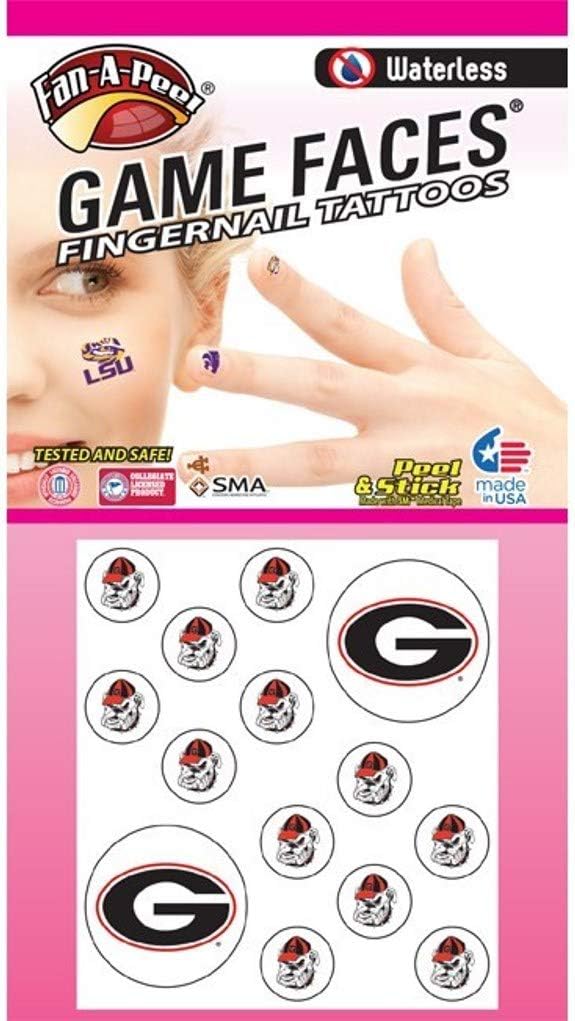 University of Georgia (UGA) Bulldogs – Waterless Peel & Stick Temporary Tattoos – Waterless Peel & Stick Temporary Fingernail Tattoos – 12 Fingernail Tattoos & 2 Spirit Tattoos