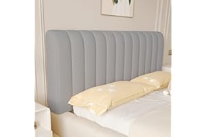 CAMZ Velvet Bed Headboard Cover for Full Queen Cal King Size, Quilted Bed Headboard Slipcover Thicken Dustproof Headboard Padding Protector Cover (Light Gray,King:200cm/78in)