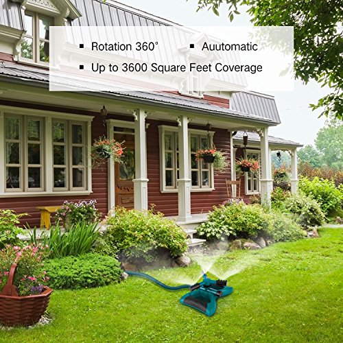 Garden Sprinkler, 360° Rotating Adjustable Lawn Sprinkler Irrigation System With Leak Free Design, Easy Hose Connection Garden Irrigation for Lawn, Courtyard, Garden - Thumbnail 6
