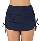 Micosuza Women's High Waisted Swim Skirt Side Tie Ruched Skirted Bikini Tankini Bottom