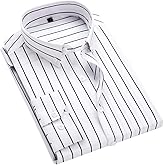 ERZTIAY Men's Classic Casual Vertical Striped Slim Fit Long Sleeve Dress Shirts
