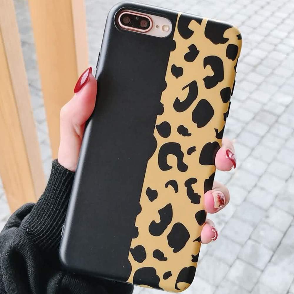 LAPOPNUT for iPhone 7 Plus/ 8 Plus Case Super Cute Animal Leopard Print Giraffe Design Protective Cover Ultra Slim Shockproof Protective Soft TPU Back Bumper Case for iPhone 7 Plus/ 8 Plus,Black