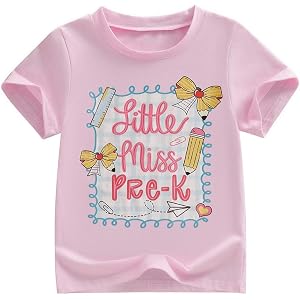 Kids Girls First Day of School Shirt Little Miss Pre-k Kindergartren 1st 2nd 3rd 4th 5th Grade Back to School T-Shirt