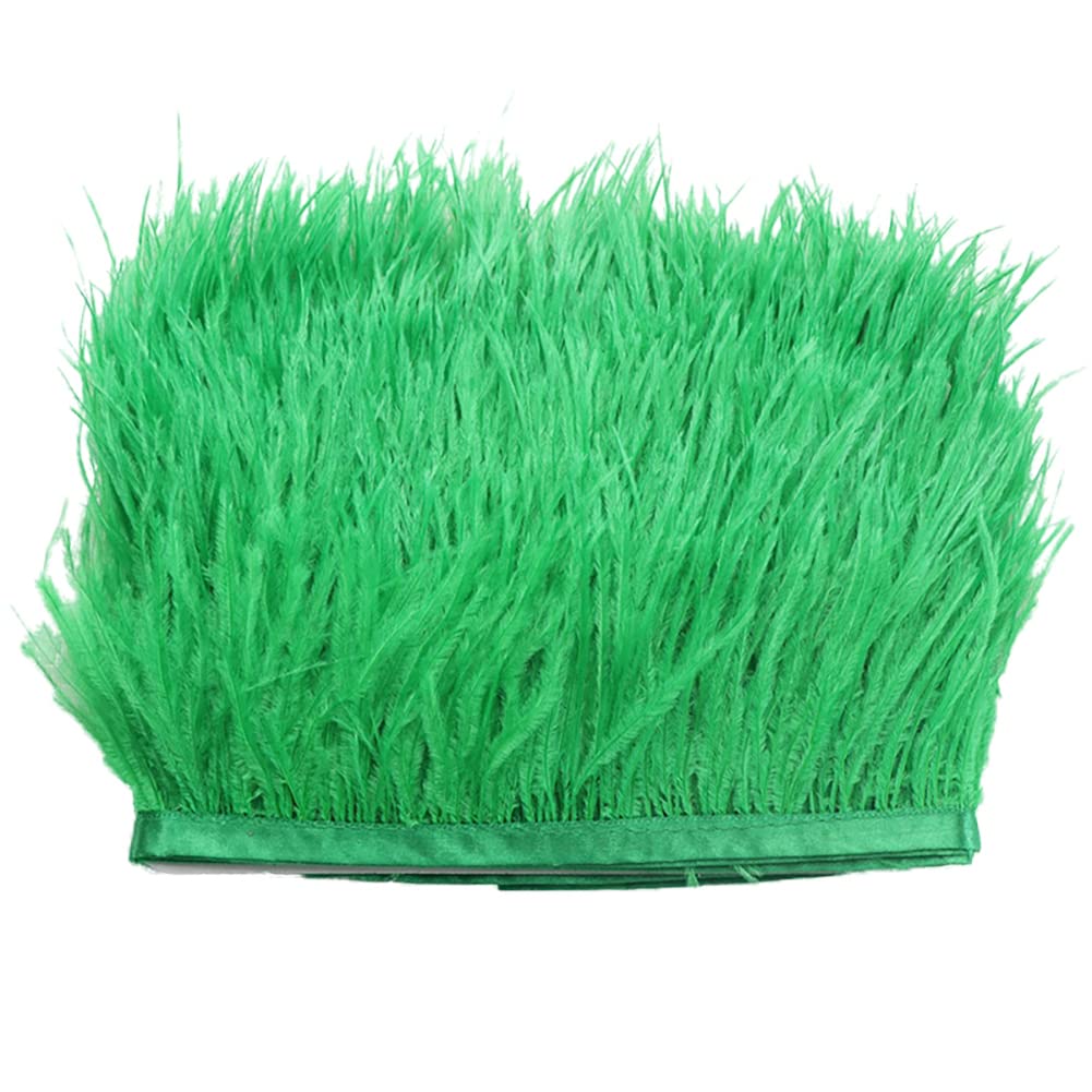 Uposao Ostrich Feather Trims Fringe With Satin Ribbon Tape 8-10cm Trimmings Craft Clothes Decoration For Sewing Crafts DIY Costumes, 2m