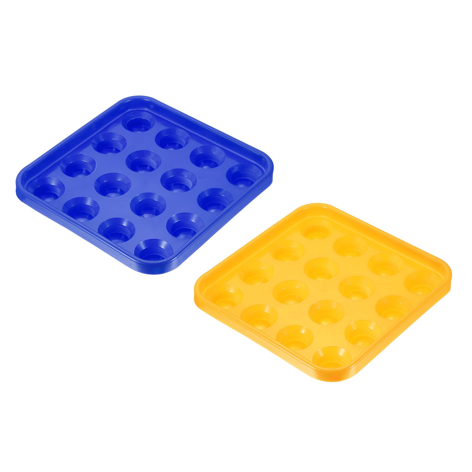 PATIKIL Pool Ball Tray, 2 Pack Billiard Ball Holder Snooker Ball Storage Tray Tool Pool Table Accessory for 16 Balls, Yellow/Blue