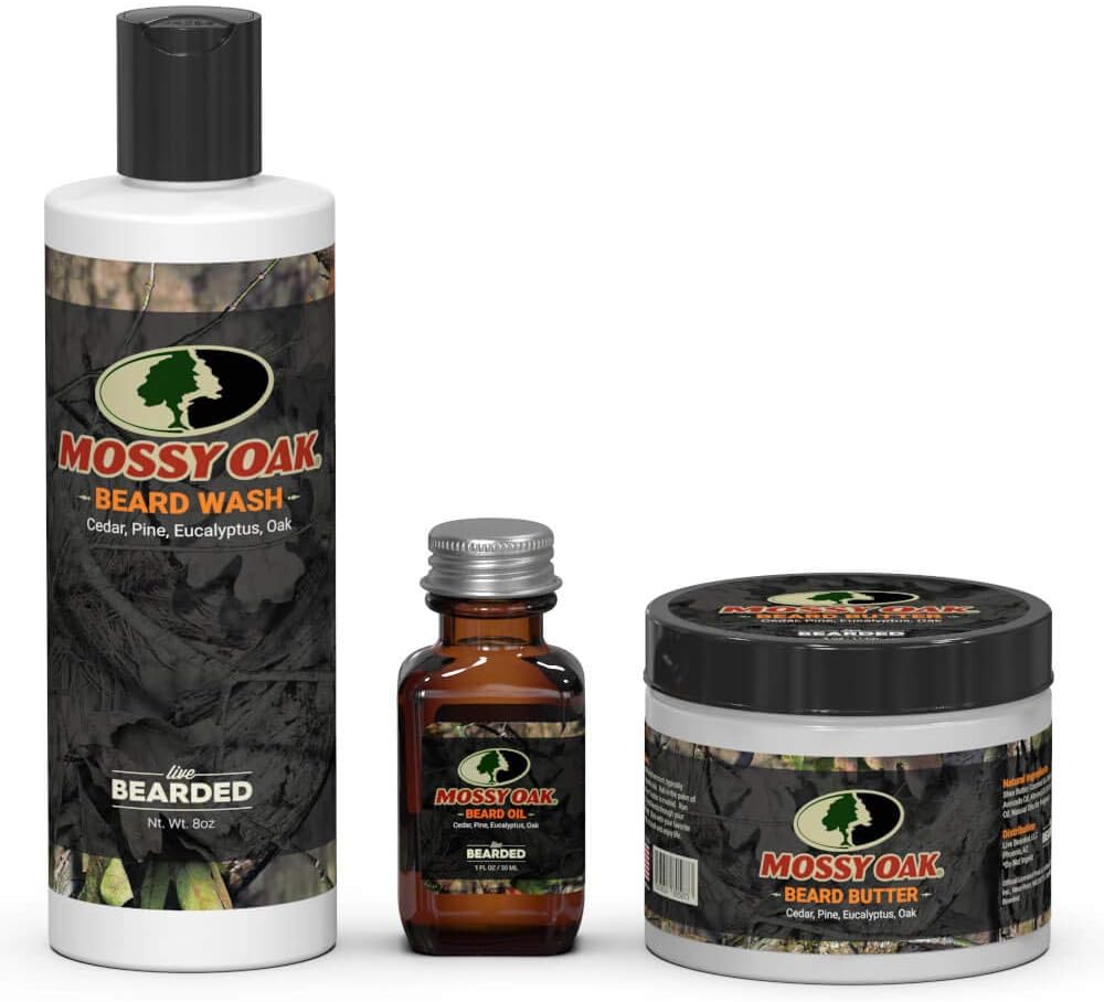 Beard Kit | Live Bearded Made in USA | Beard Bundle (Oak, Cedar, Pine, Eucalyptus - Mossy Oak)