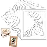 10 Pack 10x12 inch White Picture Mats for 8x10 Photo Display, Pre-Cut Photo Frame Mat White Core Bevel Cut Mat Board Show for Photos, Prints, Artworks